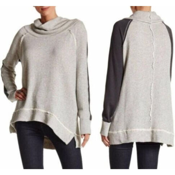 Free People Sweatshirt Cowl Neck Pullover Oversized Relax Fit - Picture 2 of 10